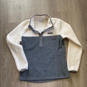 Columbia Gray and White Cowl Neck Sweater with Two-Tone Design